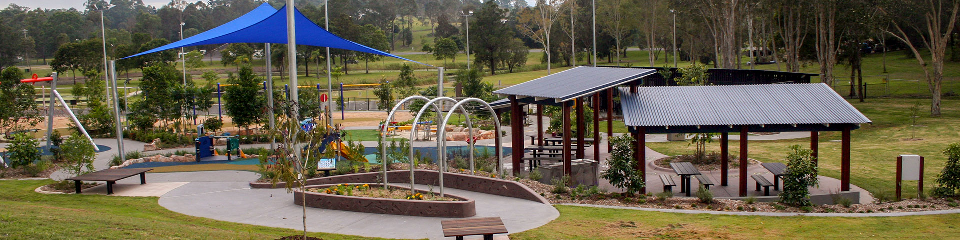 Lindsay triple park shelter design at Gympie All Ability Playground